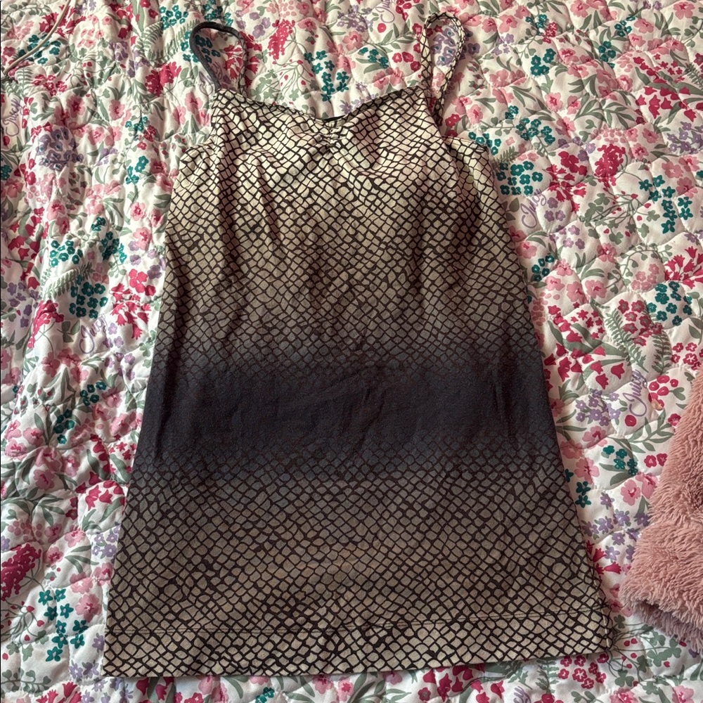 Down dog couture, juicy couture, fishscale, patterned, yoga tank top